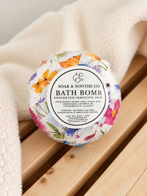 bath bomb in floral wrapping