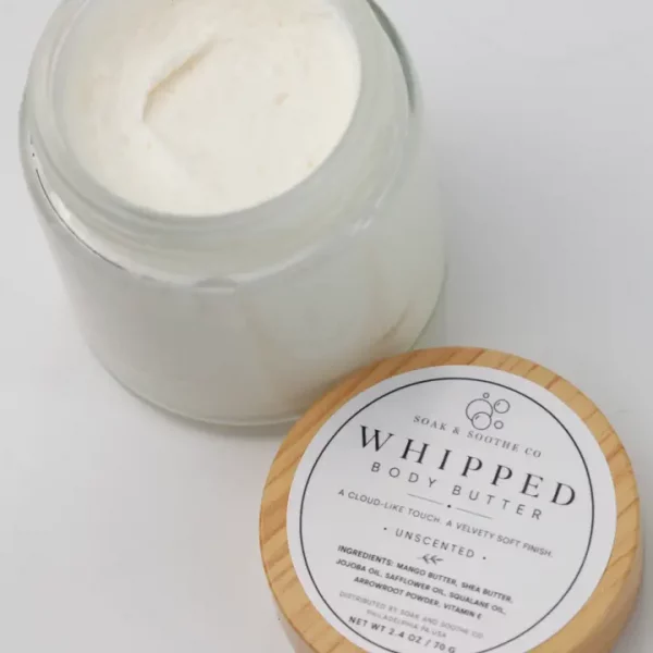 whipped body butter open jar