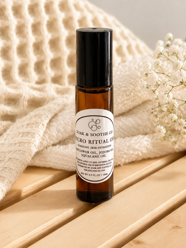 body oil dropper on wooden board